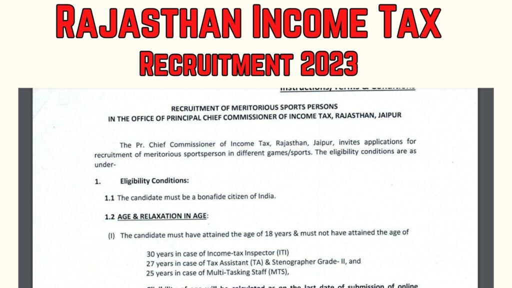 Rajasthan Income Tax Recruitment 2023
